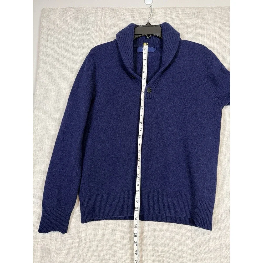 J. Crew Mens Shawl Neck Jumper Sweater Mens Medium NavyLambswool Academia Preppy